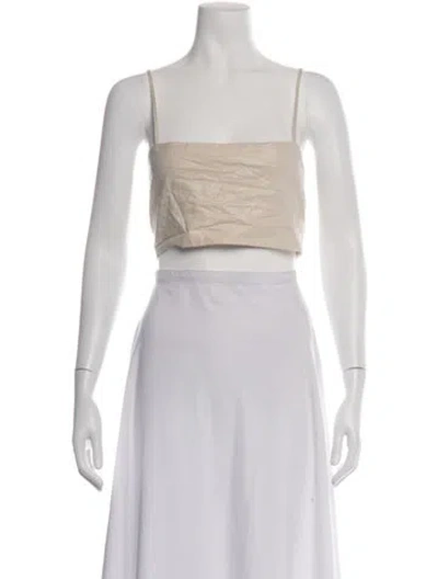 Pre-owned Jason Wu Linen Square Neckline Crop Top In Neutrals