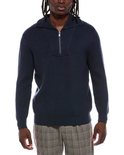 Jason Wu Lis Quarter Zip Mock Neck Sweater In Blue
