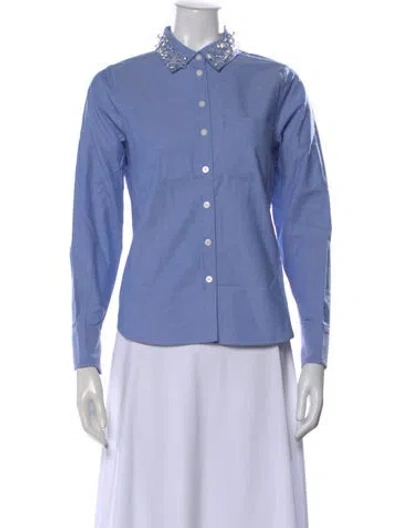 Pre-owned Jason Wu Long Sleeve Button-up Top In Blue