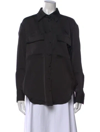 Pre-owned Jason Wu Long Sleeve Button-up Top W/ Tags In Black