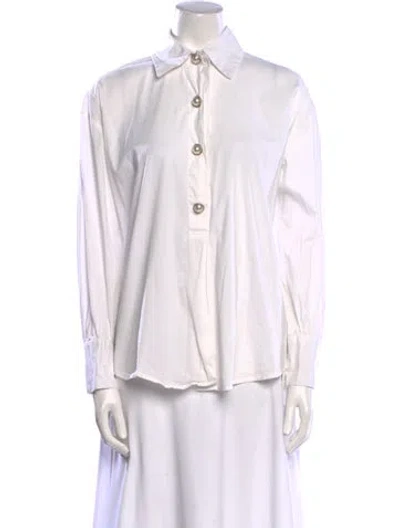 Pre-owned Jason Wu Long Sleeve Button-up Top In White
