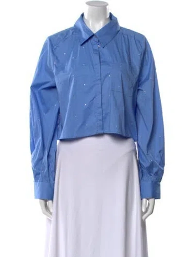 Pre-owned Jason Wu Long Sleeve Crop Top W/ Tags In Blue