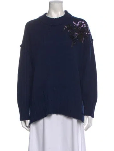Pre-owned Jason Wu Merino Wool Mock Neck Sweater In Blue