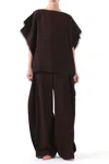 Jason Wu Mid Rise Crepe Straight Leg Pants With Side Ruffle