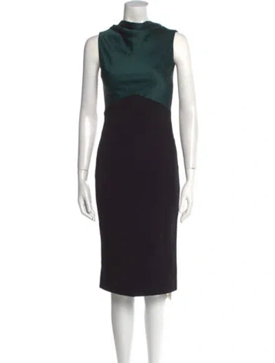 Pre-owned Jason Wu Mock Neck Midi Length Dress In Black