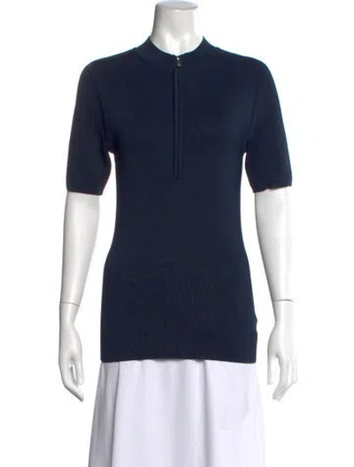 Pre-owned Jason Wu Mock Neck Short Sleeve Top In Blue