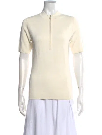 Pre-owned Jason Wu Mock Neck Short Sleeve Top In White