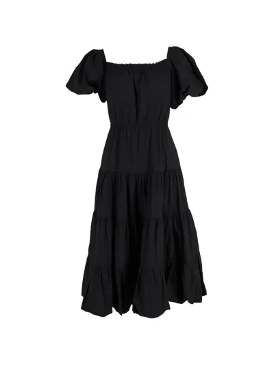 Pre-owned Jason Wu Off-the-shoulder Tiered Midi Dress In Black