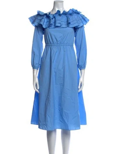 Pre-owned Jason Wu Off-the-shoulder Midi Length Dress In Blue