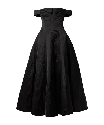 Jason Wu Off-the-shoulder Ruched Satin Gown In Black