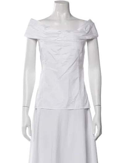 Pre-owned Jason Wu Off-the-shoulder Short Sleeve Blouse In White