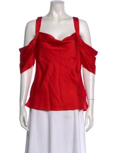 Pre-owned Jason Wu Off-the-shoulder Short Sleeve Top In Red