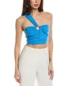 Jason Wu One-shoulder Linen-blend Crop Top In Blue