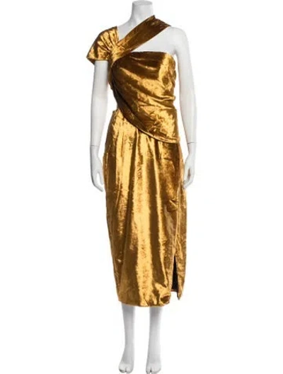 Pre-owned Jason Wu One-shoulder Midi Length Dress In Gold