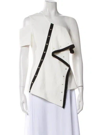 Pre-owned Jason Wu One-shoulder Short Sleeve Top In White