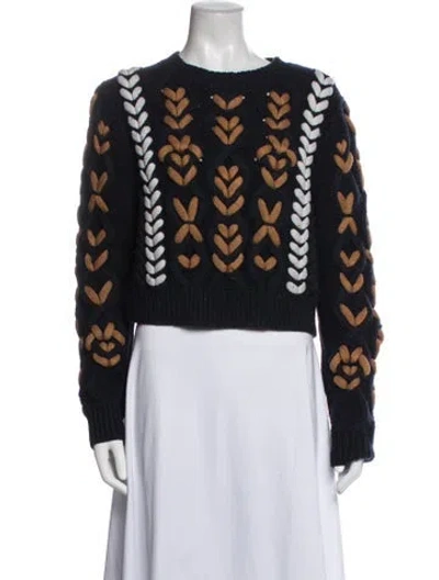 Pre-owned Jason Wu Patterned Crew Neck Sweater In Blue