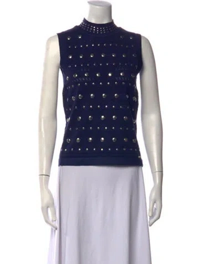 Pre-owned Jason Wu Patterned Mock Neck Sweater W/ Tags In Blue