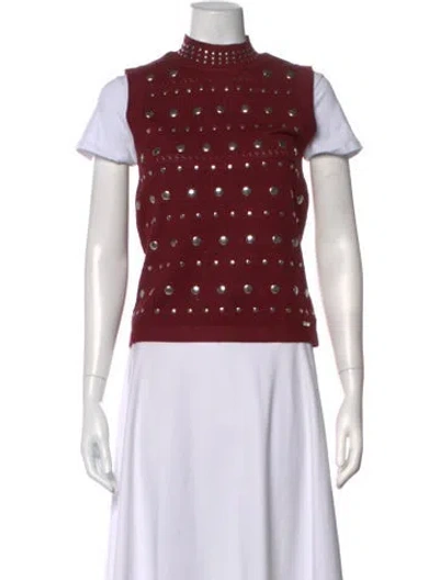 Pre-owned Jason Wu Patterned Mock Neck Sweater W/ Tags In Burgundy