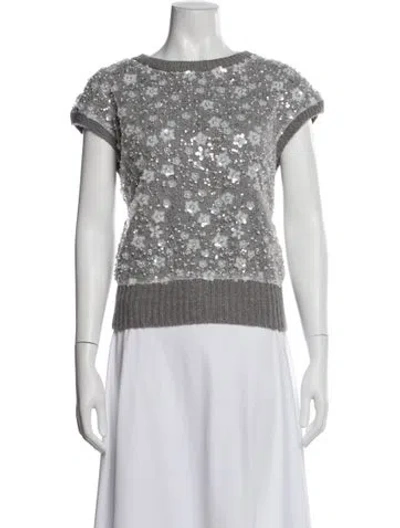 Pre-owned Jason Wu Patterned Scoop Neck Sweater In Gray