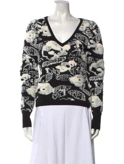 Pre-owned Jason Wu Patterned V-neck Sweater In Black/white