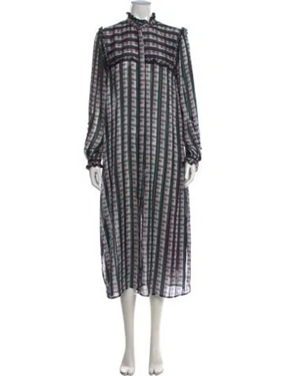 Pre-owned Jason Wu Plaid Print Long Dress In Green