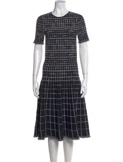 Pre-owned Jason Wu Plaid Print Midi Length Dress In Black