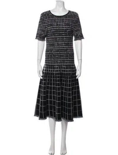 Pre-owned Jason Wu Plaid Print Midi Length Dress In Black