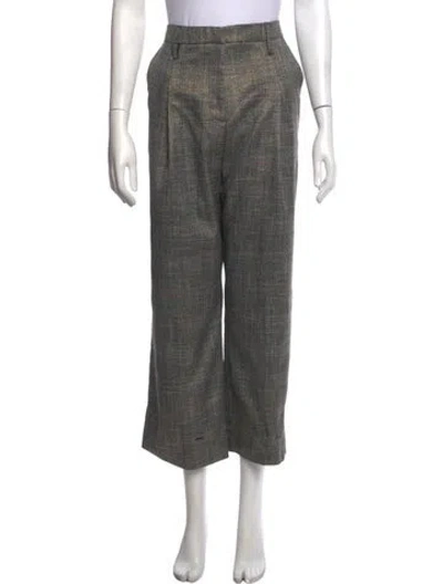 Pre-owned Jason Wu Plaid Print Straight Leg Pants In White