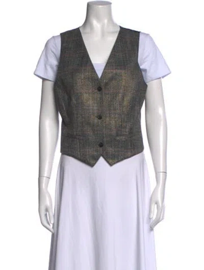 Pre-owned Jason Wu Plaid Print V-neck Top In Multicolor