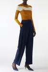 Jason Wu Pleat Front Pants With Foldover Waistband In Blue