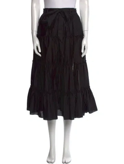 Pre-owned Jason Wu Pleated Accents Midi Length Skirt In Black