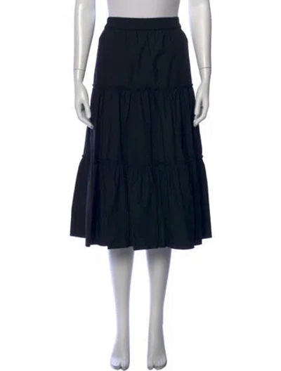 Pre-owned Jason Wu Pleated Accents Midi Length Skirt In Black