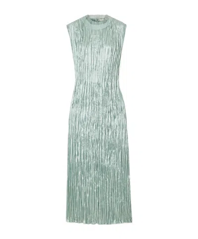 Jason Wu Pleated Hammered Satin Midi Dress In Green