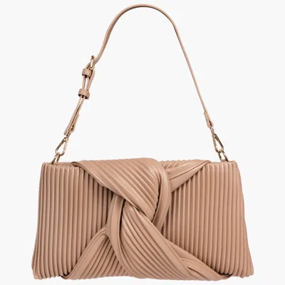 Jason Wu Pleated Knot Clutch With Shoulder Strap In Brown