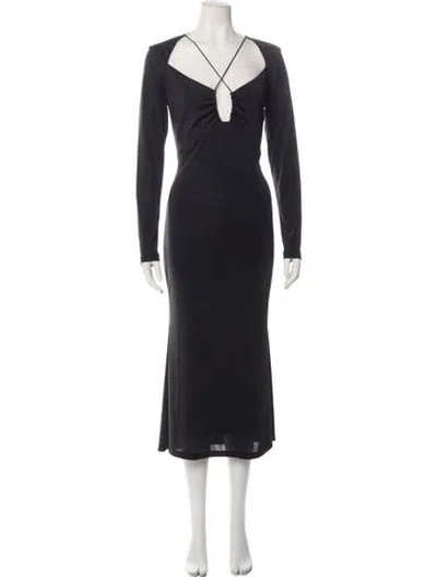 Pre-owned Jason Wu Plunge Neckline Long Dress In Blue