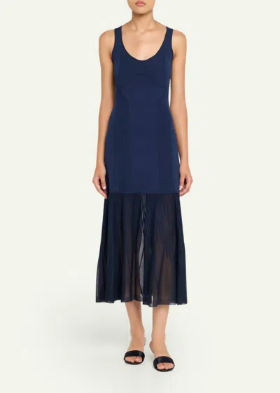 Jason Wu Pointelle Degrade Knit Tank Dress In Navy In Blue