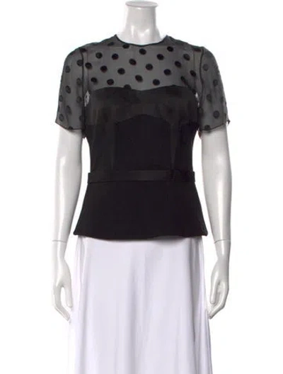Pre-owned Jason Wu Polka Dot Print Crew Neck Top In Black