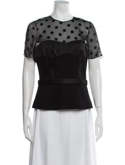Pre-owned Jason Wu Polka Dot Print Crew Neck Top In Black