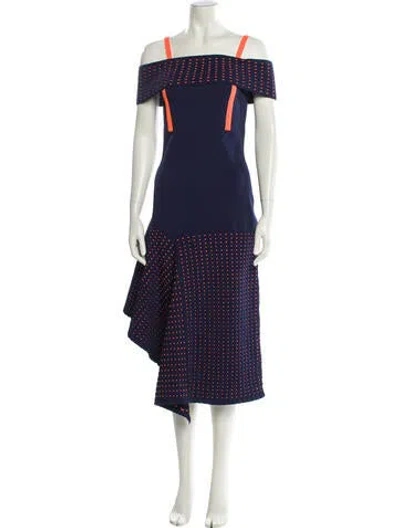 Pre-owned Jason Wu Polka Dot Print Long Dress In Blue