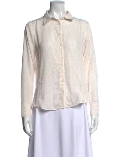 Pre-owned Jason Wu Polka Dot Print Long Sleeve Blouse In Neutral