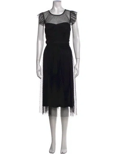 Pre-owned Jason Wu Polka Dot Print Midi Length Dress In Black