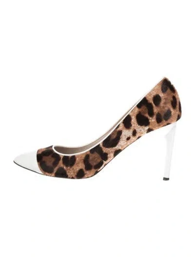 Pre-owned Jason Wu Ponyhair Animal Print Pumps In Brown
