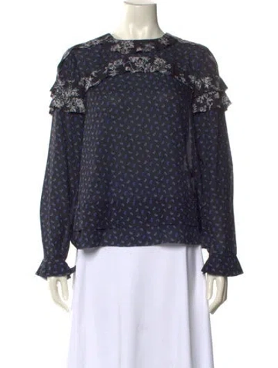Pre-owned Jason Wu Printed Crew Neck Blouse In Blue