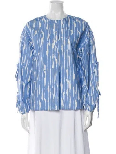 Pre-owned Jason Wu Printed Crew Neck Blouse In Blue