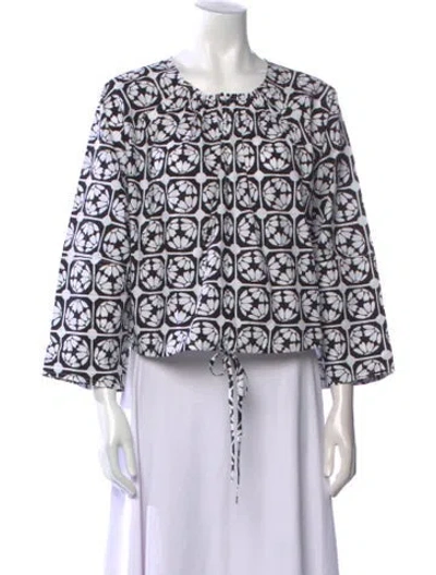Pre-owned Jason Wu Printed Crew Neck Blouse W/ Tags In White