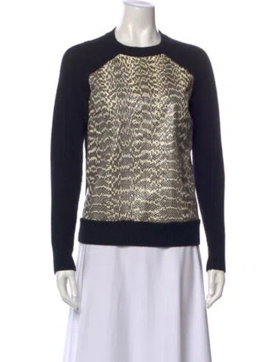 Pre-owned Jason Wu Printed Crew Neck Sweater In Black