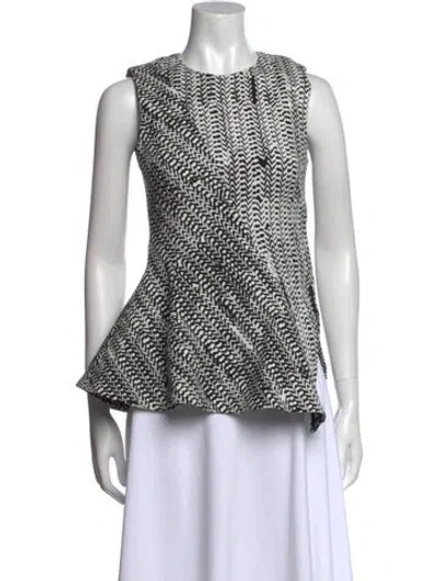 Pre-owned Jason Wu Printed Crew Neck Top In Black