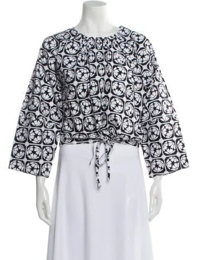 Pre-owned Jason Wu Printed Crew Neck Top W/ Tags In White