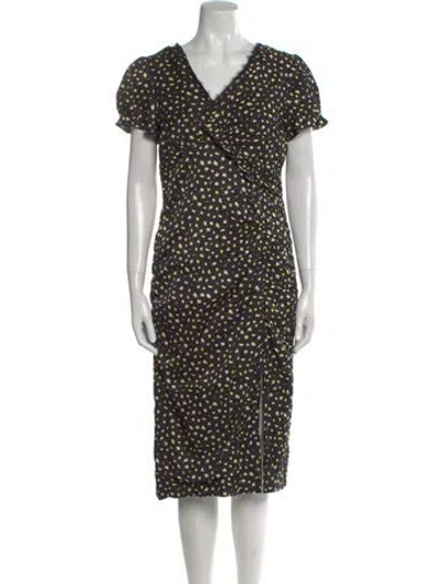 Pre-owned Jason Wu Printed Midi Length Dress In Black