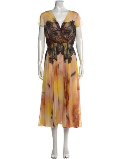 Pre-owned Jason Wu Printed Midi Length Dress In Yellow